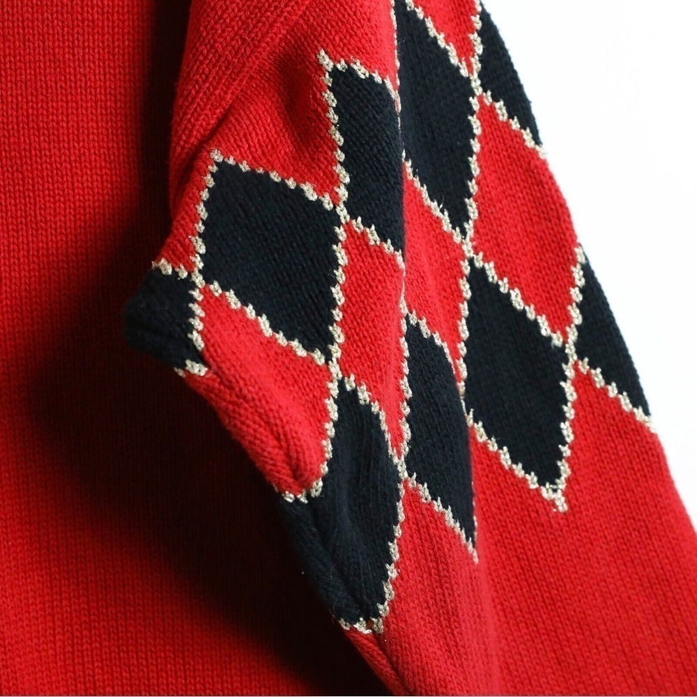 Vintage I B Diffusion 80s oversized knit geometric print sweater dark academia - Picture 8 of 8